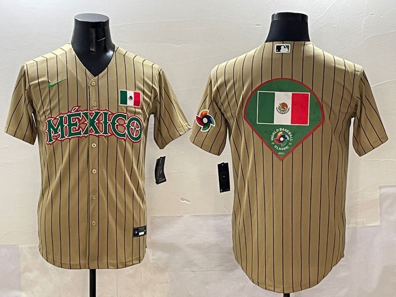 Men Mexico Blank Brown Stripe Joint Name 2025 Nike MLB Jersey style 15